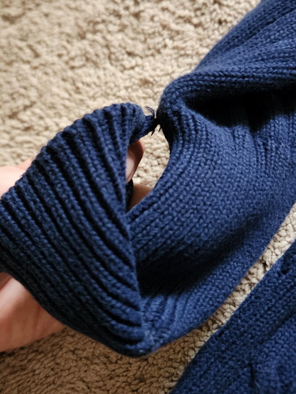 Ralph Lauren Sport Cable Knit Blue Turtleneck Sweater Ladies Med White Pony - Picture 5 of 5